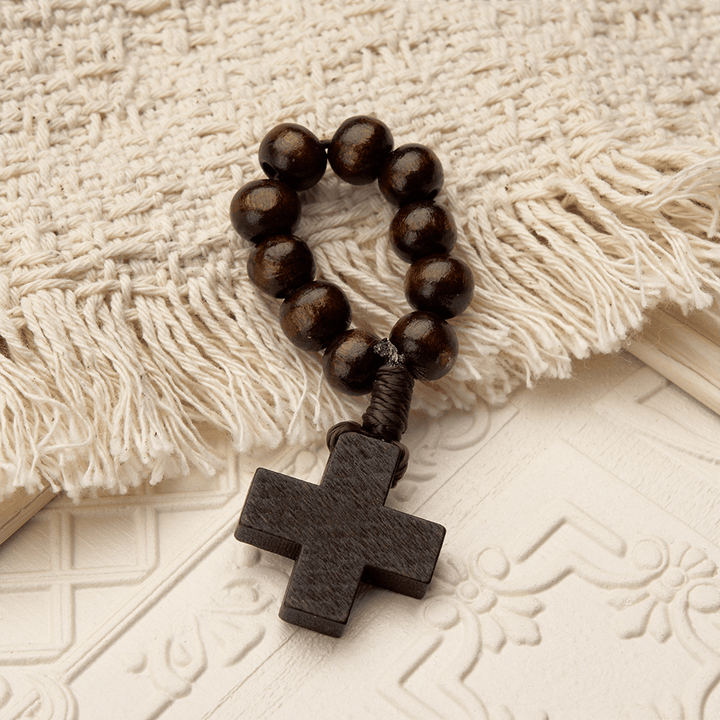 Christianartworkshop Vibrant Finger Rosary with Simple Cross Pendant: A Daily Symbol of Comfort and Hope - Coffee - image 8