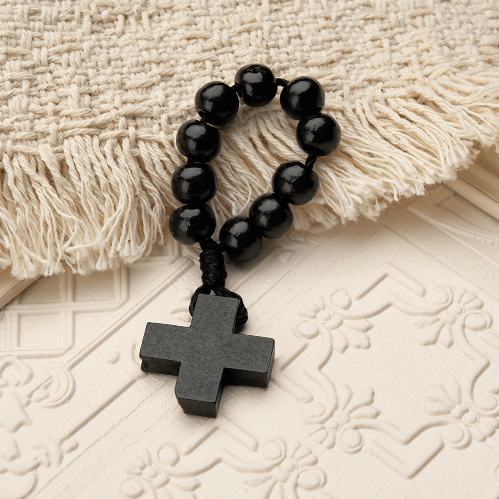 Christianartworkshop Vibrant Finger Rosary with Simple Cross Pendant: A Daily Symbol of Comfort and Hope - Black - image 12