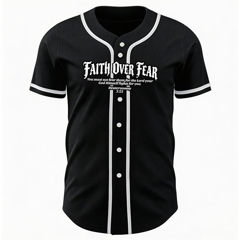 Christianartworkshop Faith Over Fear Deuteronomy 3:22 Crown of Thorns Cross Statement Baseball Jersey - image 10