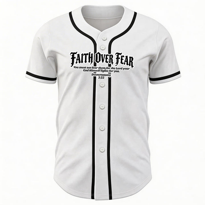 Christianartworkshop Faith Over Fear Deuteronomy 3:22 Crown of Thorns Cross Statement Baseball Jersey - image 3