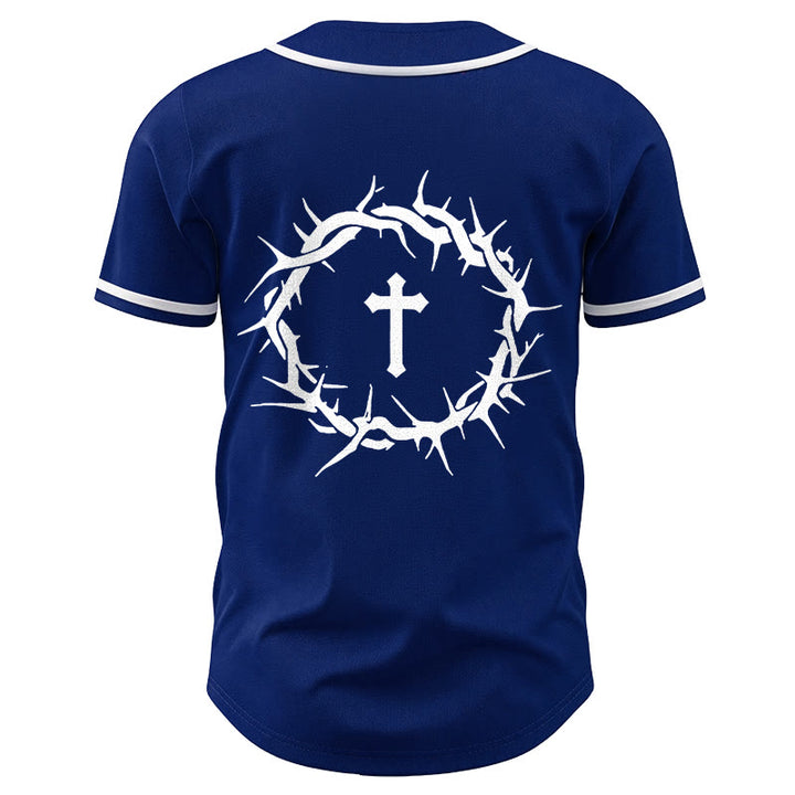 Christianartworkshop Faith Over Fear Deuteronomy 3:22 Crown of Thorns Cross Statement Baseball Jersey - image 20