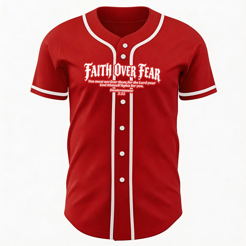 Christianartworkshop Faith Over Fear Deuteronomy 3:22 Crown of Thorns Cross Statement Baseball Jersey - image 31