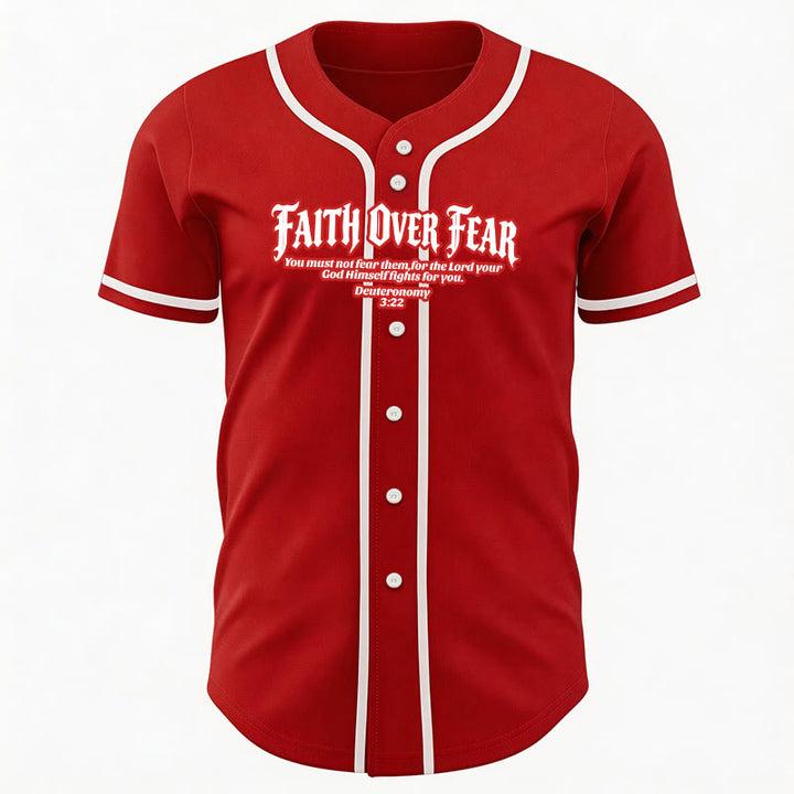Christianartworkshop Faith Over Fear Deuteronomy 3:22 Crown of Thorns Cross Statement Baseball Jersey - image 31
