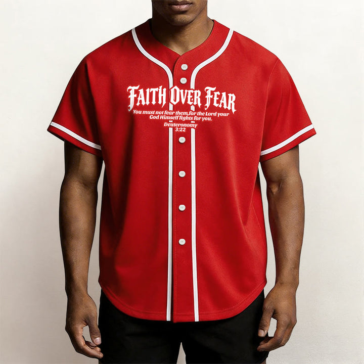 Christianartworkshop Faith Over Fear Deuteronomy 3:22 Crown of Thorns Cross Statement Baseball Jersey - image 29