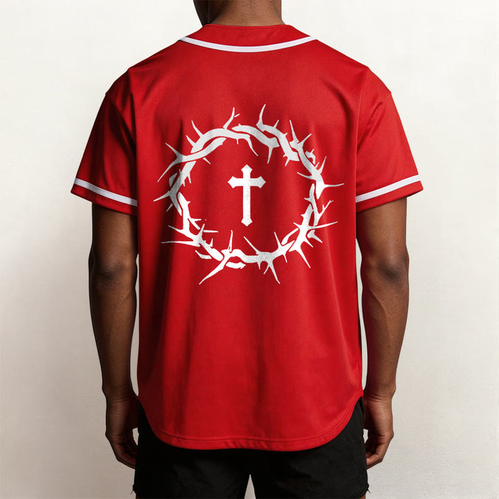 Christianartworkshop Faith Over Fear Deuteronomy 3:22 Crown of Thorns Cross Statement Baseball Jersey - image 32