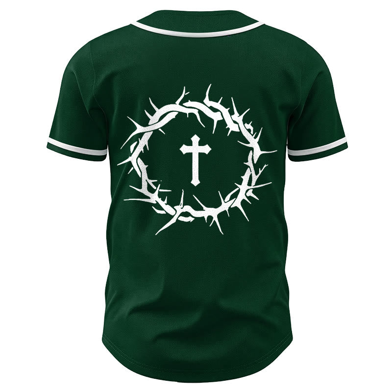 Christianartworkshop Faith Over Fear Deuteronomy 3:22 Crown of Thorns Cross Statement Baseball Jersey - image 55