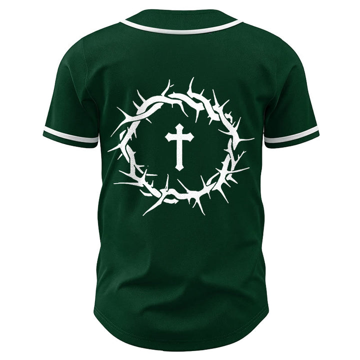 Christianartworkshop Faith Over Fear Deuteronomy 3:22 Crown of Thorns Cross Statement Baseball Jersey - image 55