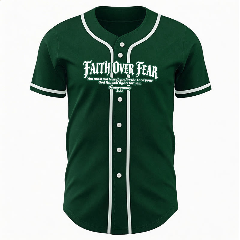 Christianartworkshop Faith Over Fear Deuteronomy 3:22 Crown of Thorns Cross Statement Baseball Jersey - image 52