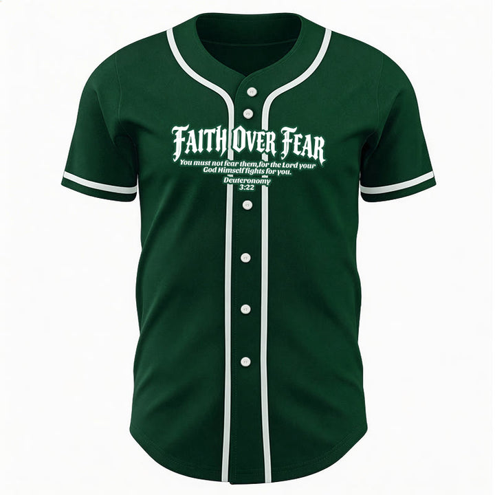 Christianartworkshop Faith Over Fear Deuteronomy 3:22 Crown of Thorns Cross Statement Baseball Jersey - image 52