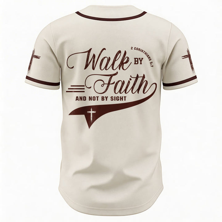 Christianartworkshop 2 Corinthians 5:7 “Walk By Faith And Not By Sight” Cross Statement Baseball Jersey - image 27