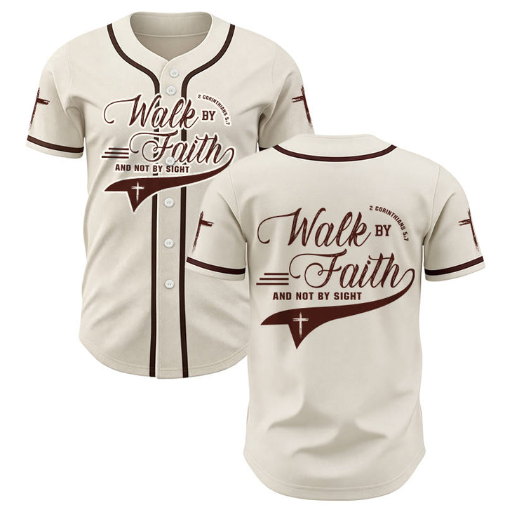 Christianartworkshop 2 Corinthians 5:7 “Walk By Faith And Not By Sight” Cross Statement Baseball Jersey - Apricot - 5XL - image 21