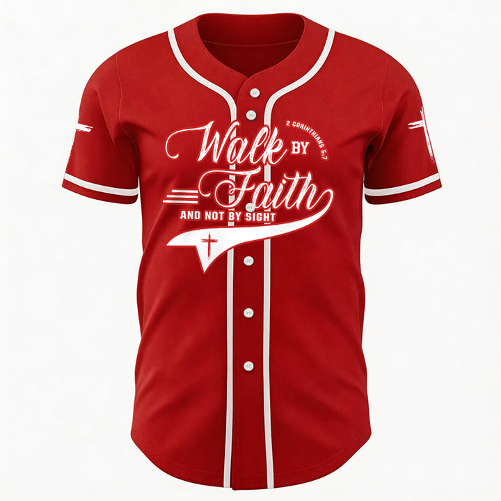 Christianartworkshop 2 Corinthians 5:7 “Walk By Faith And Not By Sight” Cross Statement Baseball Jersey - image 31