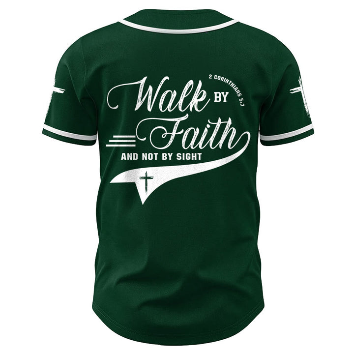 Christianartworkshop 2 Corinthians 5:7 “Walk By Faith And Not By Sight” Cross Statement Baseball Jersey - image 55