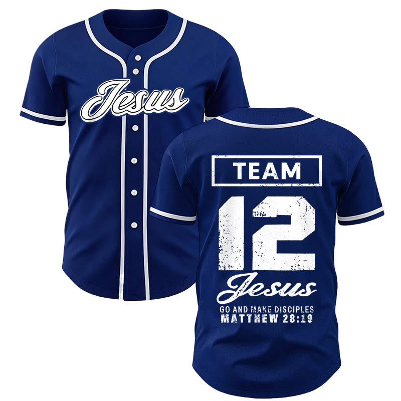 Christianartworkshop Team Jesus Matthew 28:19 Go And Make Disciples Custom Name Number Unisex Baseball Jersey - Navy Blue - 5XL - Name & Number Customized - image 0