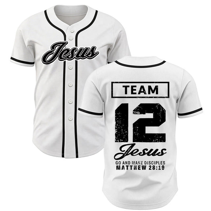 Christianartworkshop Team Jesus Matthew 28:19 Go And Make Disciples Custom Name Number Unisex Baseball Jersey - White - 5XL - Name & Number Customized - image 7