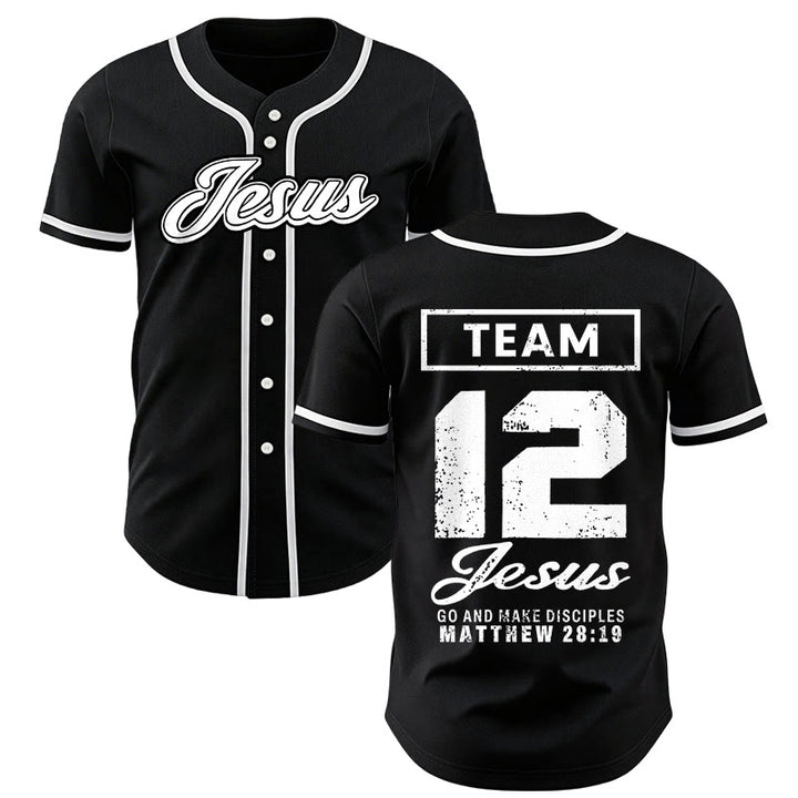 Christianartworkshop Team Jesus Matthew 28:19 Go And Make Disciples Unisex Baseball Jersey - Black - 5XL - image 14