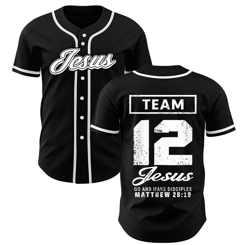 Christianartworkshop Team Jesus Matthew 28:19 Go And Make Disciples Custom Name Number Unisex Baseball Jersey - Black - 5XL - Name & Number Customized - image 14