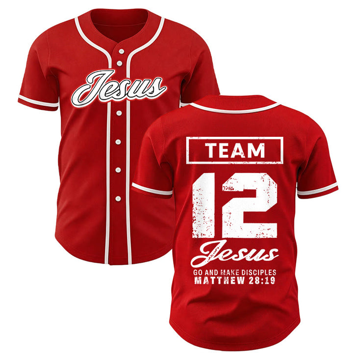 Christianartworkshop Team Jesus Matthew 28:19 Go And Make Disciples Custom Name Number Unisex Baseball Jersey - Red - 5XL - Name & Number Customized - image 21