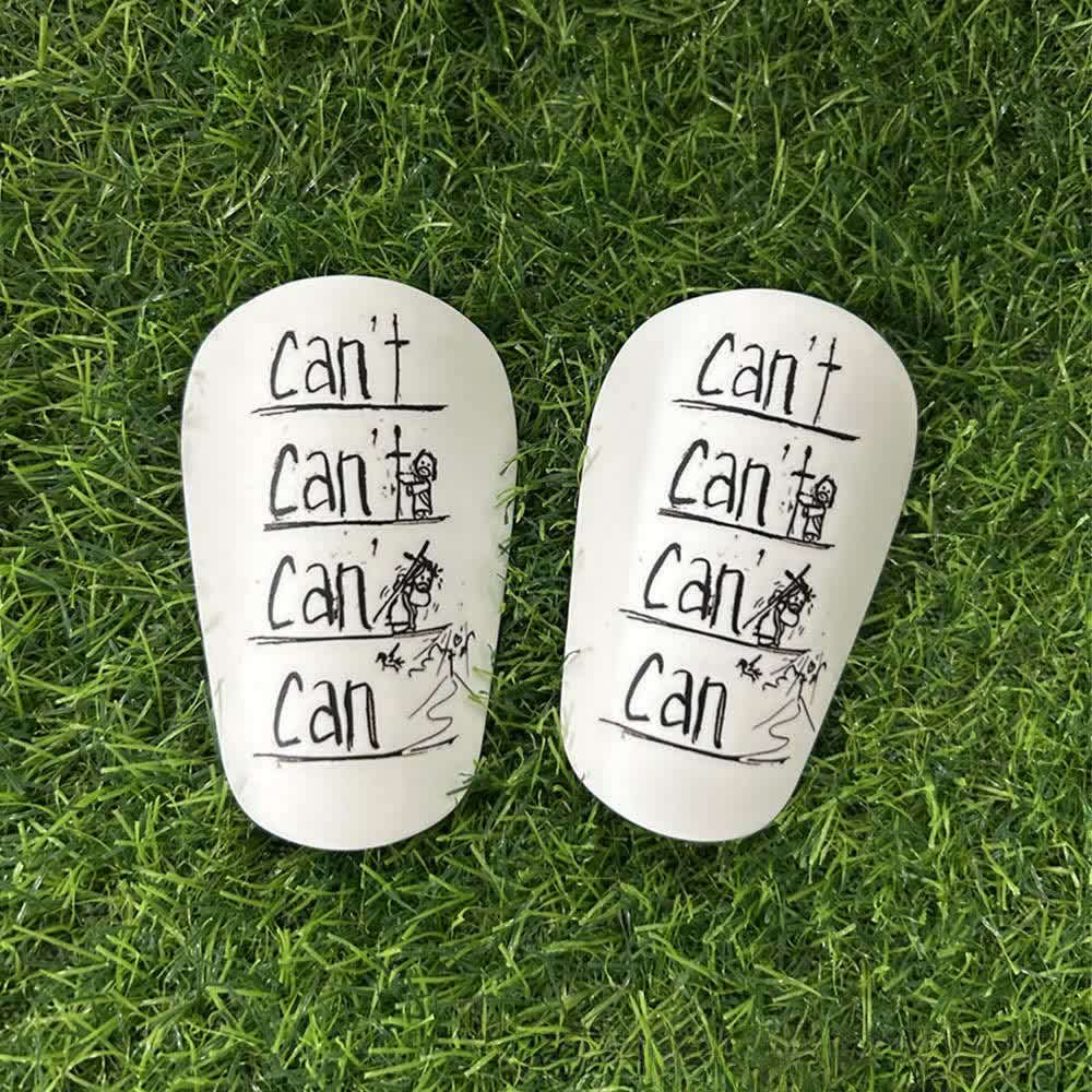Christianartworkshop Inspirational Can't to Can Soccer Shin Pads for Training & Matches - Black Pattern - 12*8cm - image 1