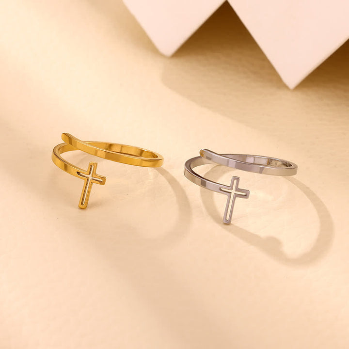 Christianartworkshop Minimalist Cross Wrap Ring Set: Stackable Faith Jewelry for Daily Use - image 1
