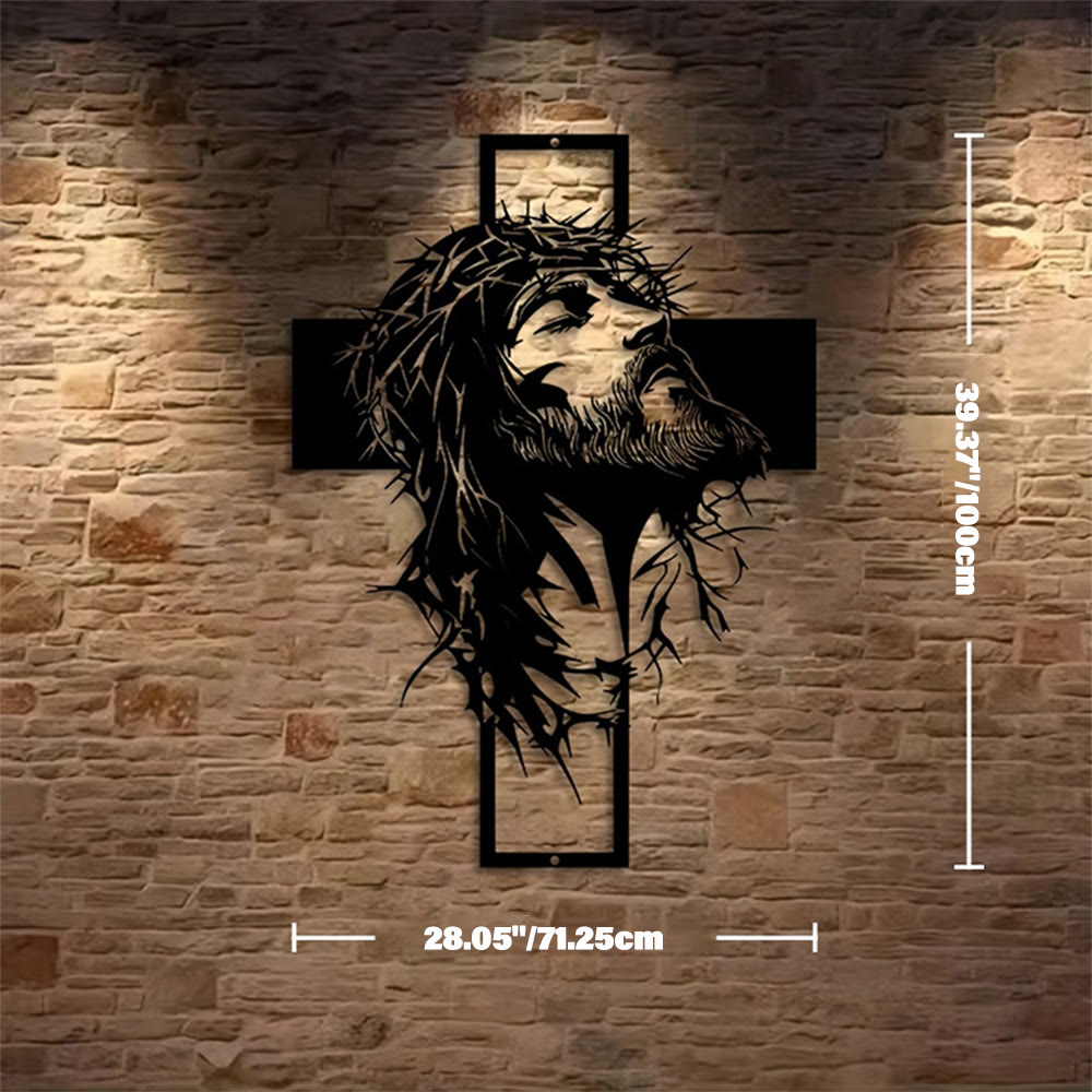 Christianartworkshop Crown of Thorns Jesus Cross Metal Wall Decor: Heartfelt Faith Statement  - Black - 28.05"*39.37"*0.06"/71.25cm*100cm*0.15cm - image 6