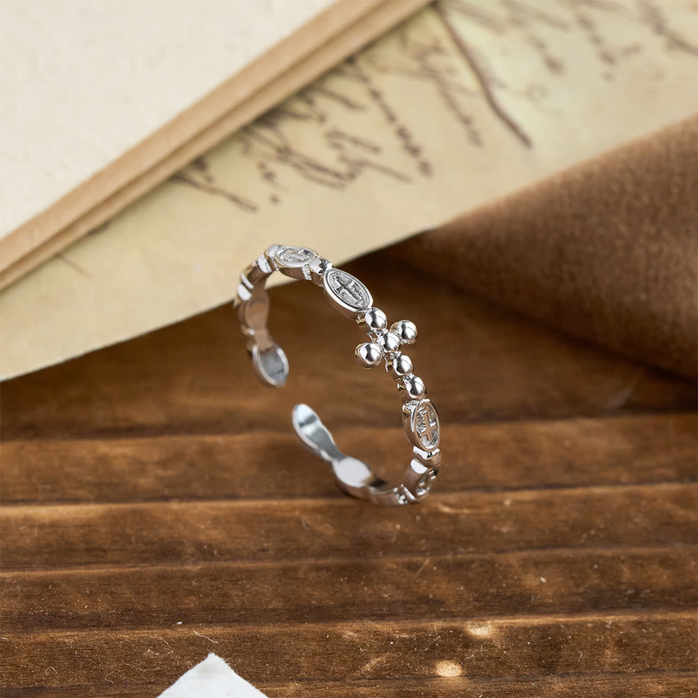 Christianartworkshop Rosary Cross Adjustable Devotional Ring: Emblem of Prayerful Grace - image 4