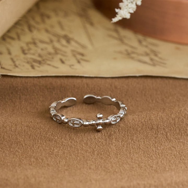 Christianartworkshop Rosary Cross Adjustable Devotional Ring: Emblem of Prayerful Grace - image 3