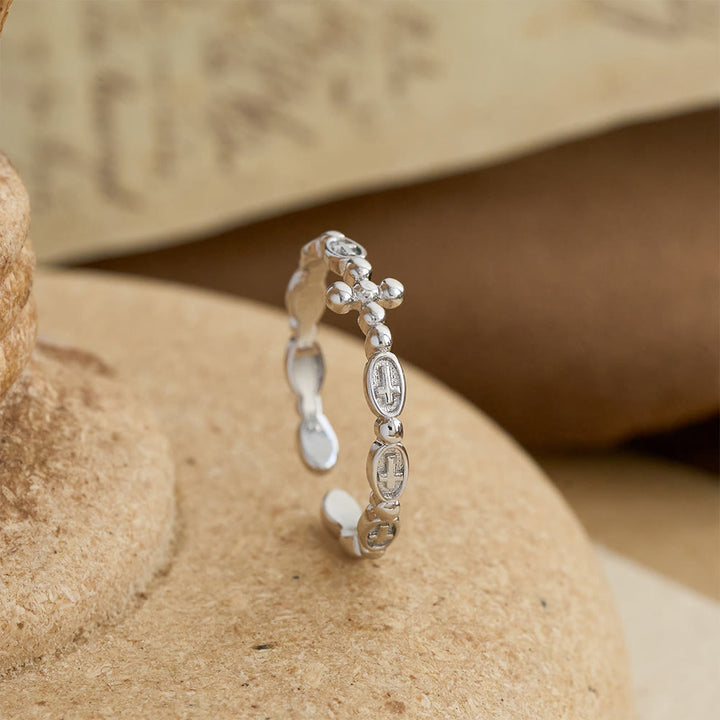 Christianartworkshop Rosary Cross Adjustable Devotional Ring: Emblem of Prayerful Grace - image 1
