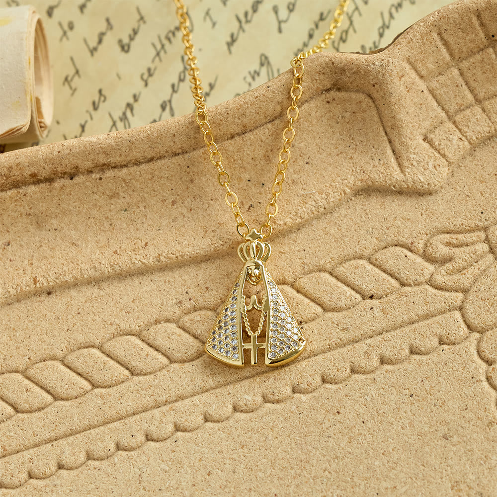 Christianartworkshop Regal Our Lady of Aparecida Pendant Necklace with Sparkling Accents: Emblem of Divine Care - image 3