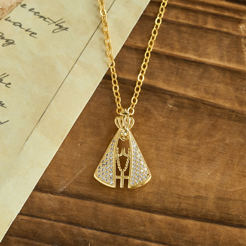 Christianartworkshop Regal Our Lady of Aparecida Pendant Necklace with Sparkling Accents: Emblem of Divine Care - Our Lady - image 0