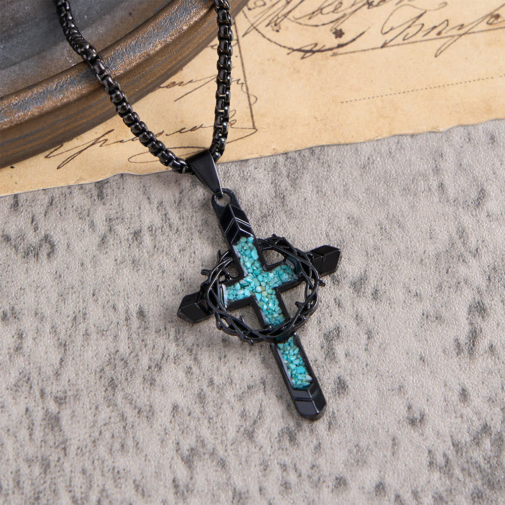 Christianartworkshop Thorn-Wrapped Inlaid Cross Pendant Necklace: A Symbol of Christ’s Sacrificial Love - image 5