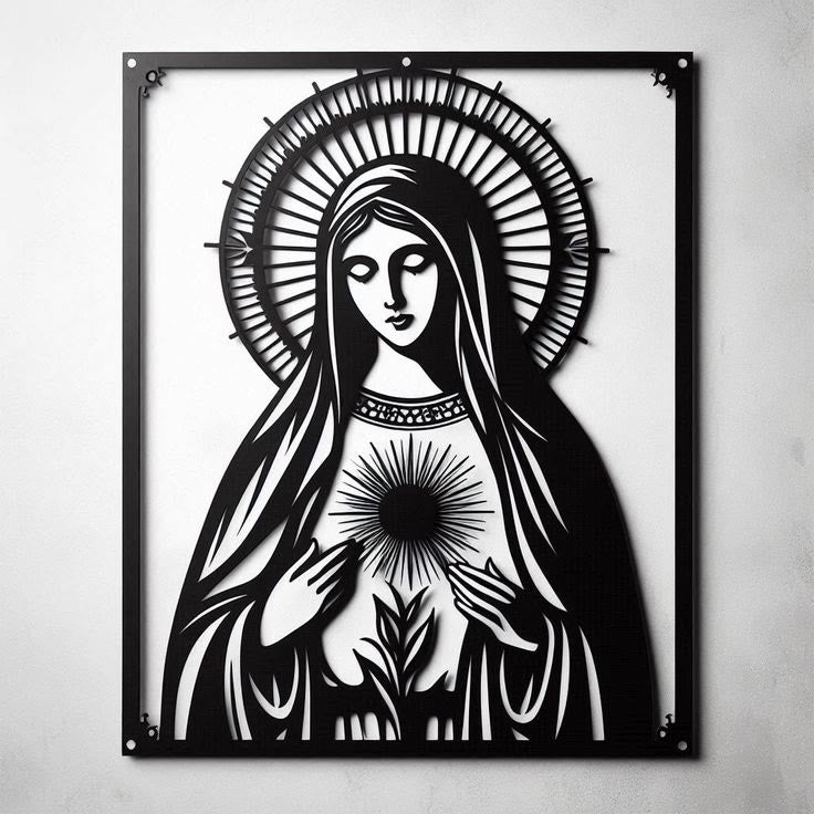 Christianartworkshop Our Lady of the Sacred Heart Metal Wall Decor: Marian Devotion & Divine Love Statement - image 3