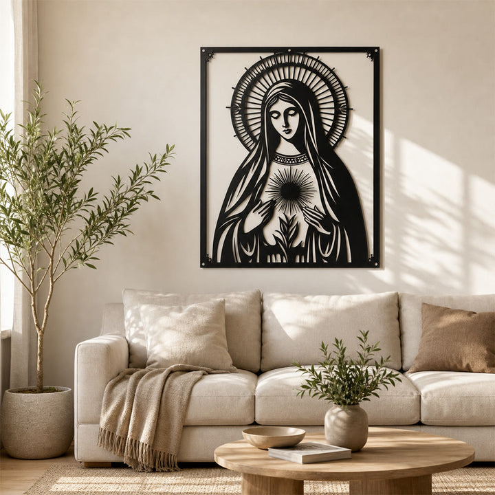 Christianartworkshop Our Lady of the Sacred Heart Metal Wall Decor: Marian Devotion & Divine Love Statement - image 4