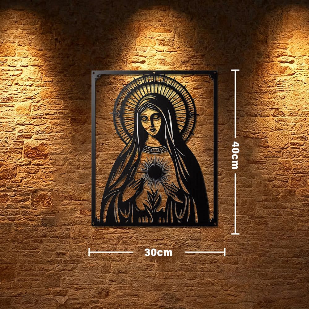 Christianartworkshop Our Lady of the Sacred Heart Metal Wall Decor: Marian Devotion & Divine Love Statement - 11.81'''*15.75''/30cm*40cm - image 7