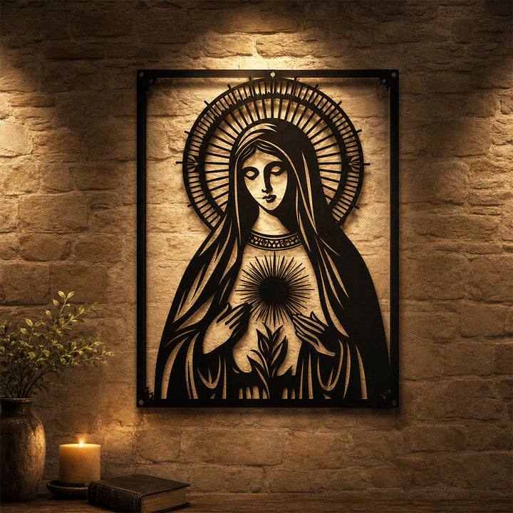 Christianartworkshop Our Lady of the Sacred Heart Metal Wall Decor: Marian Devotion & Divine Love Statement - image 5