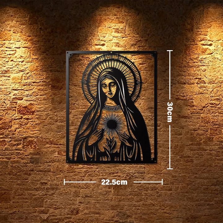 Christianartworkshop Our Lady of the Sacred Heart Metal Wall Decor: Marian Devotion & Divine Love Statement - 8.86''*11.81''/22.5cm*30cm - image 6
