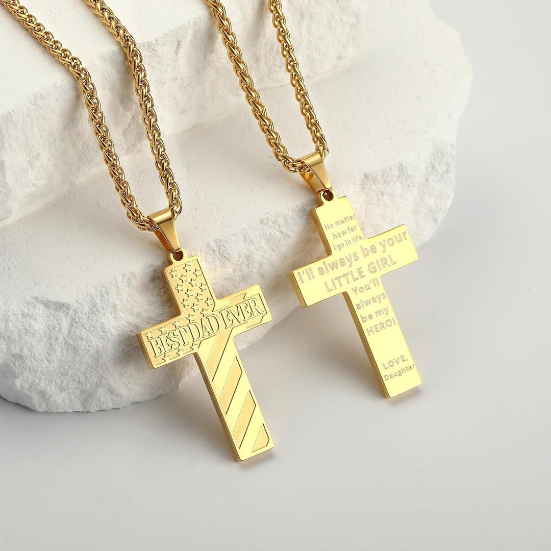 Christianartworkshop You'll Always Be My Hero Patriotic Cross Necklace: A Sentimental Gift for Dad from Son, Daughter & Brother, Emblem of Family Bond & Faith - image 8