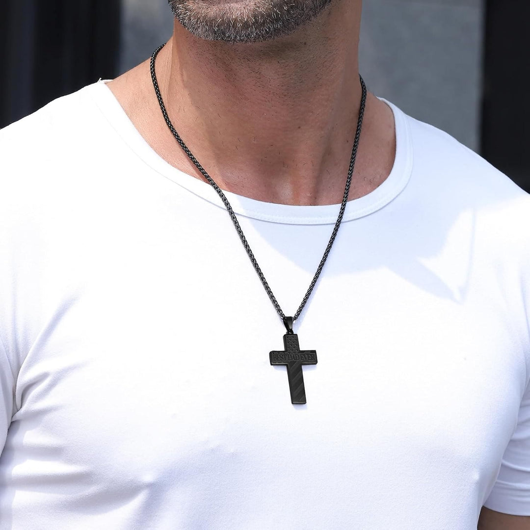 Christianartworkshop You'll Always Be My Hero Patriotic Cross Necklace: A Sentimental Gift for Dad from Son, Daughter & Brother, Emblem of Family Bond & Faith - image 1