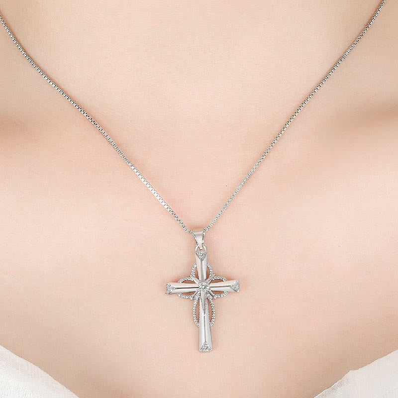 Christianartworkshop Crystal-Encrusted Infinity Cross Necklace: A Symbol of Eternal Faith & Divine Light - image 1