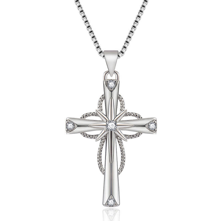 Christianartworkshop Crystal-Encrusted Infinity Cross Necklace: A Symbol of Eternal Faith & Divine Light - Cross - image 0