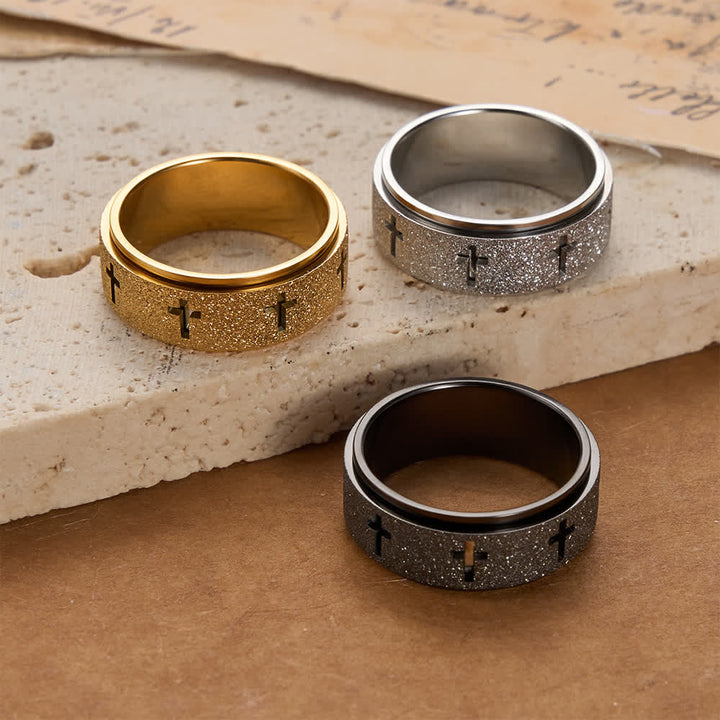 Christianartworkshop Rotating Cross Spinner Stress-relieving Ring: Emblem of Unshakable Faith - image 2