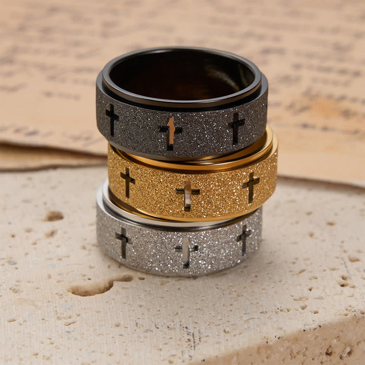 Christianartworkshop Rotating Cross Spinner Stress-relieving Ring: Emblem of Unshakable Faith - image 1