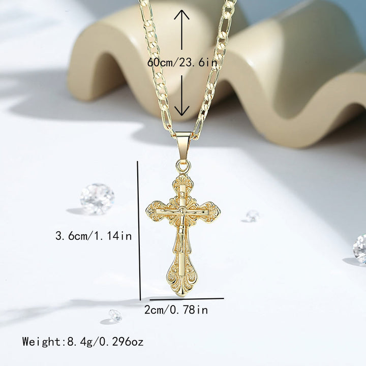 Christianartworkshop Vintage Floral Engraved Cross Pendant Necklace: A Testament to Sacred Beauty & Unwavering Christian Devotion - image 3