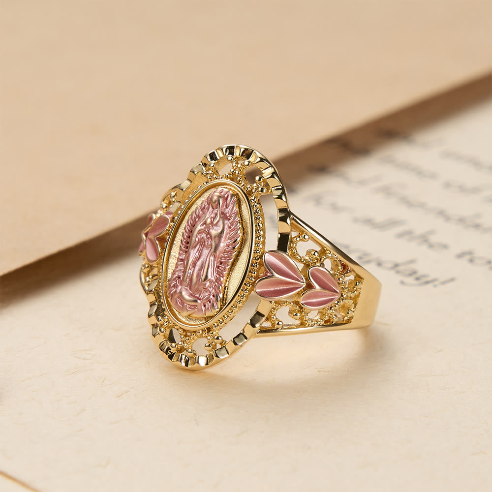 FREE Today: Our Lady of Guadalupe Enameled Devotional Ring with Floral Accents: A Symbol of Marian Grace & Divine Protection - image 1