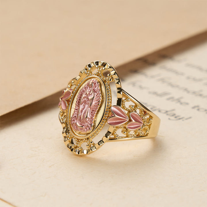 FREE Today: Our Lady of Guadalupe Enameled Devotional Ring with Floral Accents: A Symbol of Marian Grace & Divine Protection - image 1