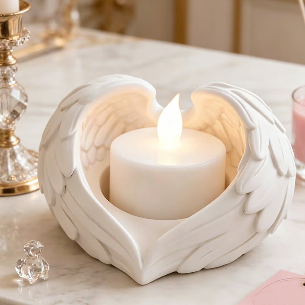 小物 angelheart Christianartworkshop Angel Wings Heart Candle Holder Decorative