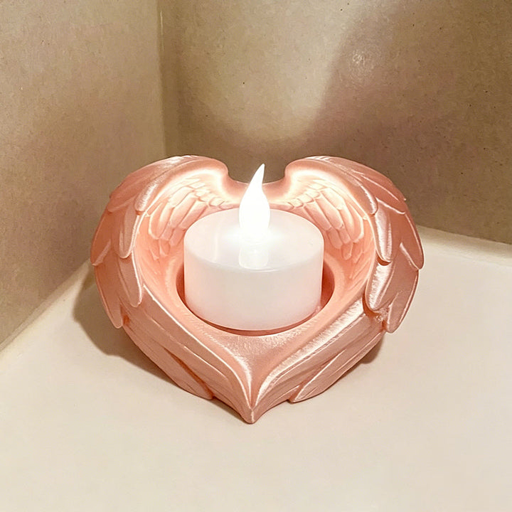 Christianartworkshop Angel Wings Heart Candle Holder Decorative Ornament: Embody Divine Light & Peaceful Warmth - Pink - image 3