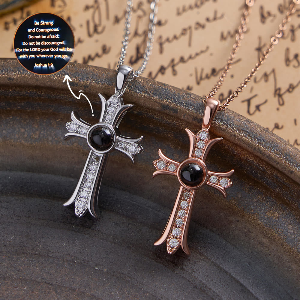 Christianartworkshop Crystal-Encrusted Cross Necklace with Black Center Stone: A Symbol of Divine Light & Timeless Faith - image 1