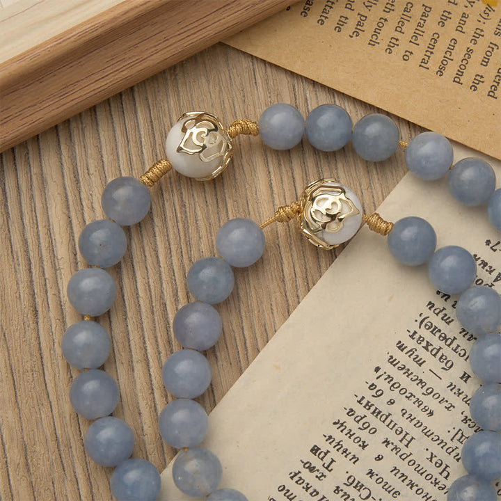 Christianartworkshop Aquamarine & White Howlite Rosary: Gold Filigree Details with St. Benedict for Serene Faith - image 6