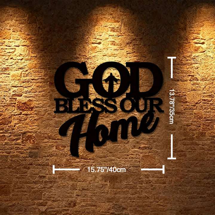 Christianartworkshop God Bless Our Home Metal Wall Art: Stylish Faith Token for Home Decor - 15.75''*13.78''0.039''/40*35*0.1cm - image 9